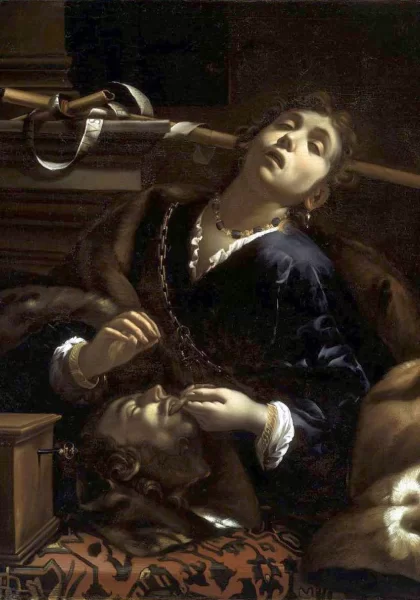 Erodiada su šv. Jono Krikštytojo galva. Francesco del Cairo, 1625-30. Erodiada su šv. Jono Krikštytojo galva. Francesco del Cairo, 1625-30.