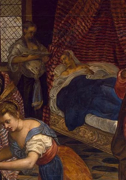 Šv. Jono Krikštytojo gimimas (detalė). Tintoretto, apie 1554. Šv. Jono Krikštytojo gimimas (detalė). Tintoretto, apie 1554.
