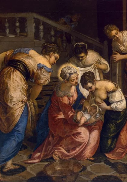 Šv. Jono Krikštytojo gimimas (detalė). Tintoretto, apie 1554. Šv. Jono Krikštytojo gimimas (detalė). Tintoretto, apie 1554.
