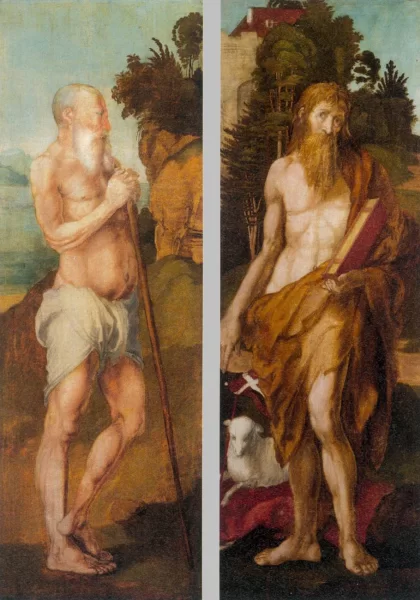 Šv. Onuprijus ir šv. Jonas Krikštytojas. Albrecht Dürer, 1503-05. Šv. Onuprijus ir šv. Jonas Krikštytojas. Albrecht Dürer, 1503-05.