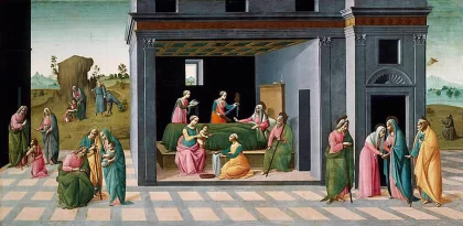 Scenos iš šv. Jono Krikštytojo gyvenimo. Bartolomeo di Giovanni, 1490-95. Scenos iš šv. Jono Krikštytojo gyvenimo. Bartolomeo di Giovanni, 1490-95.