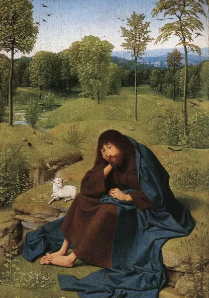 Šv. Jonas Krikštytojas dykumoje. Tot Sint Jans Geertgen, 1490-95. Šv. Jonas Krikštytojas dykumoje. Tot Sint Jans Geertgen, 1490-95.