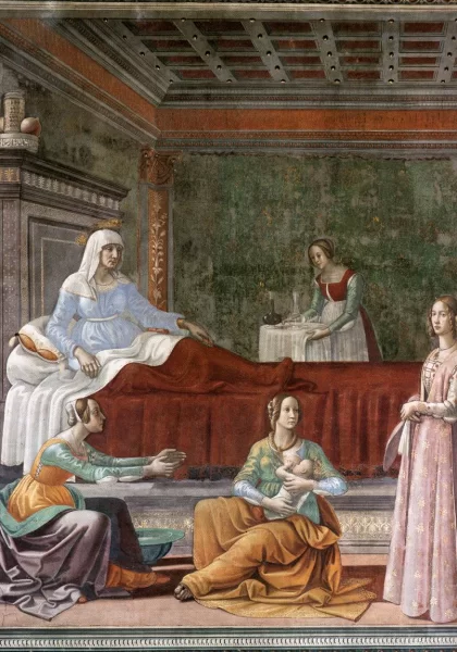Šv. Jono Krikštytojo gimimas (detalė). Domenico Ghirlandaio, 1486-90. Šv. Jono Krikštytojo gimimas (detalė). Domenico Ghirlandaio, 1486-90.