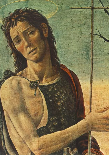 Šv. Jonas Krikštytojas (detalė). Jacopo del Sellaio, apie 1485. Šv. Jonas Krikštytojas (detalė). Jacopo del Sellaio, apie 1485.