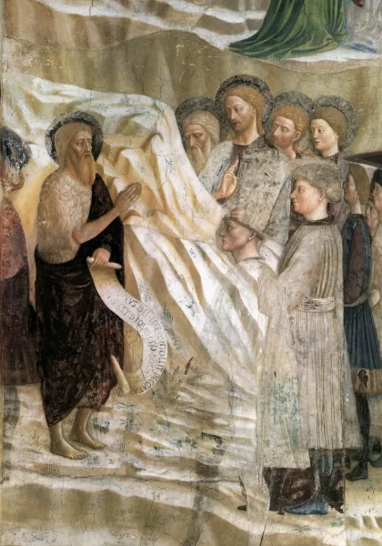Šv. Jono Krikštytojo pamokslas prie Jordano upės. Masolino da Panicale, 1435. Šv. Jono Krikštytojo pamokslas prie Jordano upės. Masolino da Panicale, 1435.