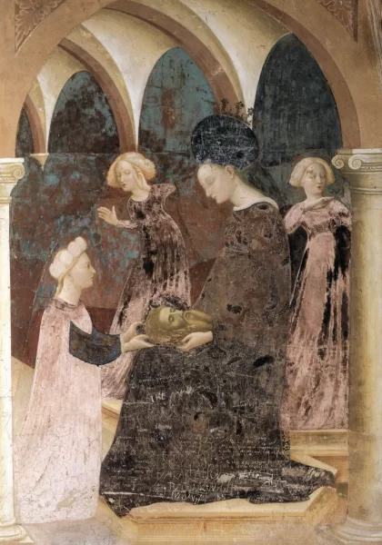 Salomė atneša šv. Jono Krikštytojo galvą Erodui (detalė). Masolino da Panicale, 1435. Salomė atneša šv. Jono Krikštytojo galvą Erodui (detalė). Masolino da Panicale, 1435.
