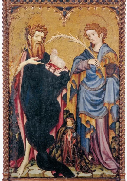 Šv. Jonas Krikštytojas, evangelistas Jonas ir donoras. Joan Mates, apie 1410. Šv. Jonas Krikštytojas, evangelistas Jonas ir donoras. Joan Mates, apie 1410.