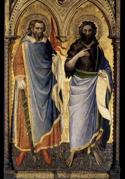 Šv. Nemezijus ir šv. Jonas Krikštytojas. Aretino Spinello, 1385. Šv. Nemezijus ir šv. Jonas Krikštytojas. Aretino Spinello, 1385.