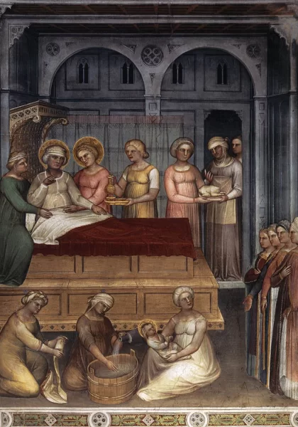 Šv. Jono Krikštytojo gimimas. Giusto de' Menabuoi, apie 1378. Šv. Jono Krikštytojo gimimas. Giusto de' Menabuoi, apie 1378.
