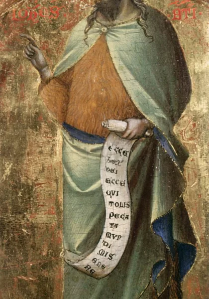 Nuolankioji Madona su šv. Morkumi ir šv. Jonu krikštytoju (detalė). Veneziano Lorenzo, 1366-70. Nuolankioji Madona su šv. Morkumi ir šv. Jonu krikštytoju (detalė). Veneziano Lorenzo, 1366-70.