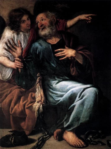Angelas išlaisvina šv. Petrą. Antonio de Pereda, 1643.