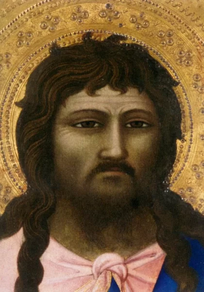 Šv. Jonas Krikštytojas, evangelistas Jonas ir šv. Jokūbas (detalė). Nardo di Cione, 1363-65. Šv. Jonas Krikštytojas, evangelistas Jonas ir šv. Jokūbas (detalė). Nardo di Cione, 1363-65.