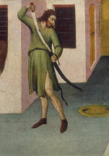 Šv. Jono Krikštytojo nukirsdinimas. Sano di Pietro. Šv. Jono Krikštytojo nukirsdinimas. Sano di Pietro.