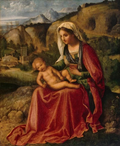 Mergelė ir kūdikėlis peizažo fone. Giorgione, apie 1503.