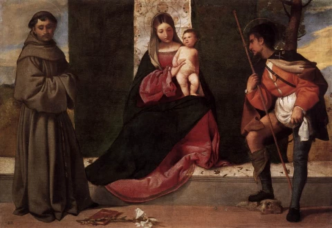 Madona su kūdikėliu, šv. Antanu Paduviečiu ir šv. Roku. Giorgione.