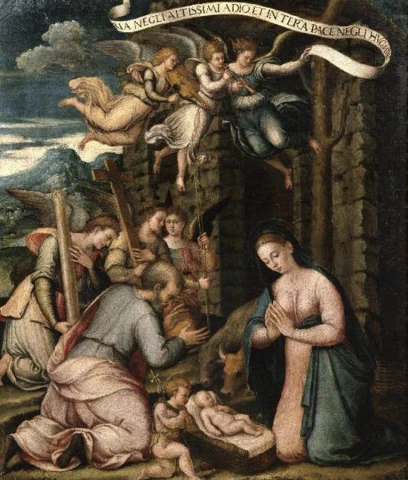 Piemenėlių pagarbinimas. Luca Longhi, 1550.