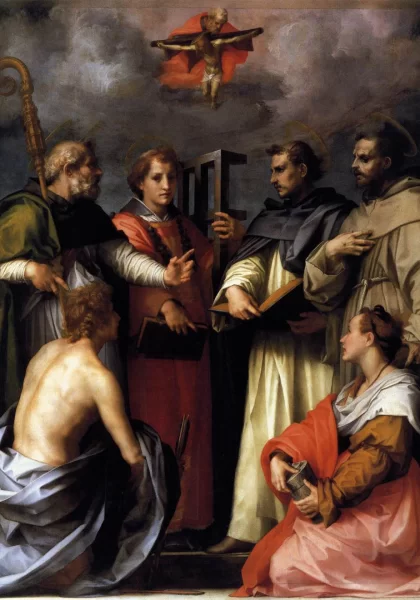 Disputas apie Švenčiausiąją Trejybę. Andrea del Sarto, 1517.