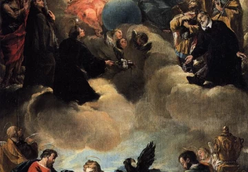 Švenčiausioji Trejybė ir keturi evangelistai su šventaisiais. Francesco Guardi.