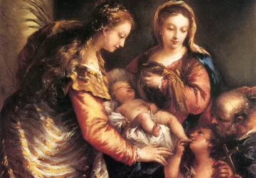 Šventoji šeima su kūdikėliu šv. Jonu Krikštytoju ir šv. Kotryna. Gianantonio Guardi, apie 1750.