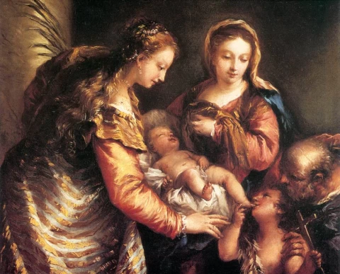 Šventoji šeima su kūdikėliu šv. Jonu Krikštytoju ir šv. Kotryna. Gianantonio Guardi, apie 1750.