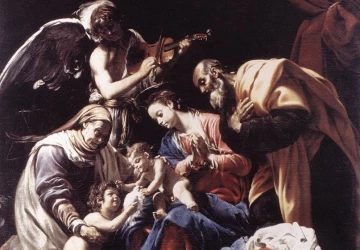Šventoji šeima su  šv. Elzbieta, jaunu šv. Jonu Krikštytoju ir angelu. Orazio Borgianni, apie 1609.