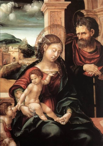 Šventoji šeima su vaikeliu šv. Jonu Krikštytoju. Hans Burgkmair, apie 1525.