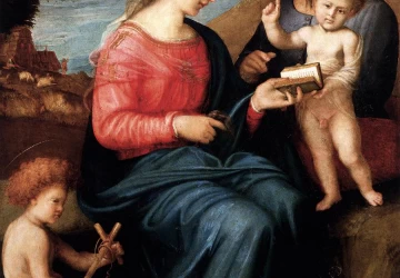 Šventoji šeima su jaunu  šv. Jonu Krikštytoju. Piero di Cosimo, apie 1520.