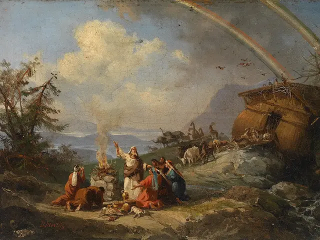 Pad\u0117kos malda i\u0161\u0117jus i\u0161 Nojaus arkos (Domenico Morelli