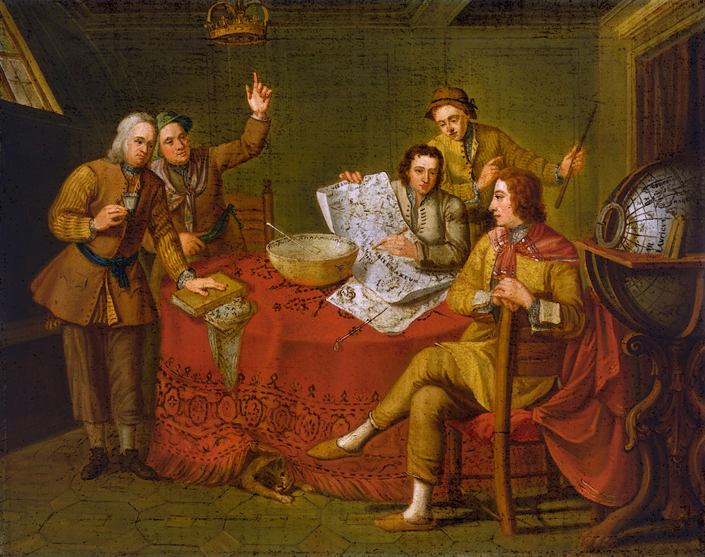 Bartolomeo Nazari paveiksle (tarp 1731 ir 1732) vaizduojamask Gustavo Hamiltono, lordo Boyne, pokalbis su draugais laivo kajutėje, plaukiant iš Venecijos į Lisaboną.