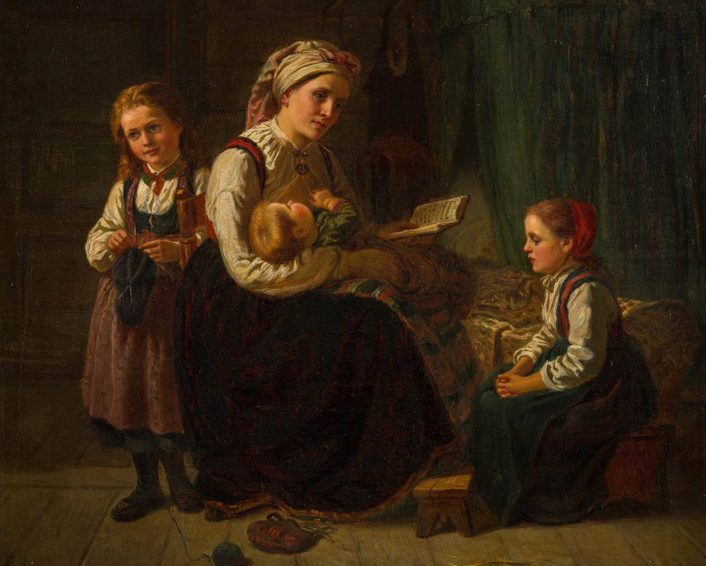 Adolph Tidemand, Motina moko vaikus (1856)